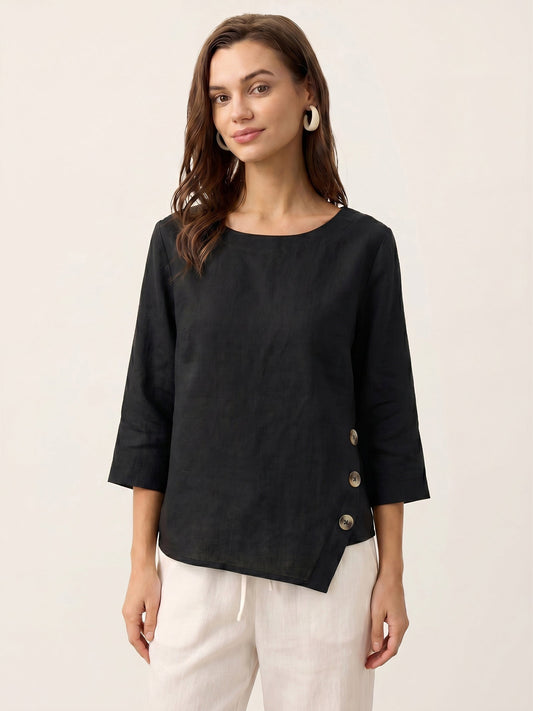 Blusa Oversize con Cierre Decorativo Lateral