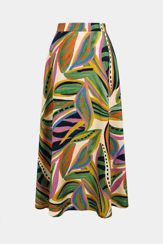Falda Larga Estampado Botánico Multicolor