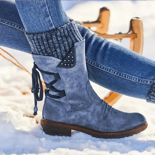 Adriana | Botas de Invierno Militares Mujer Media Caña Cordones