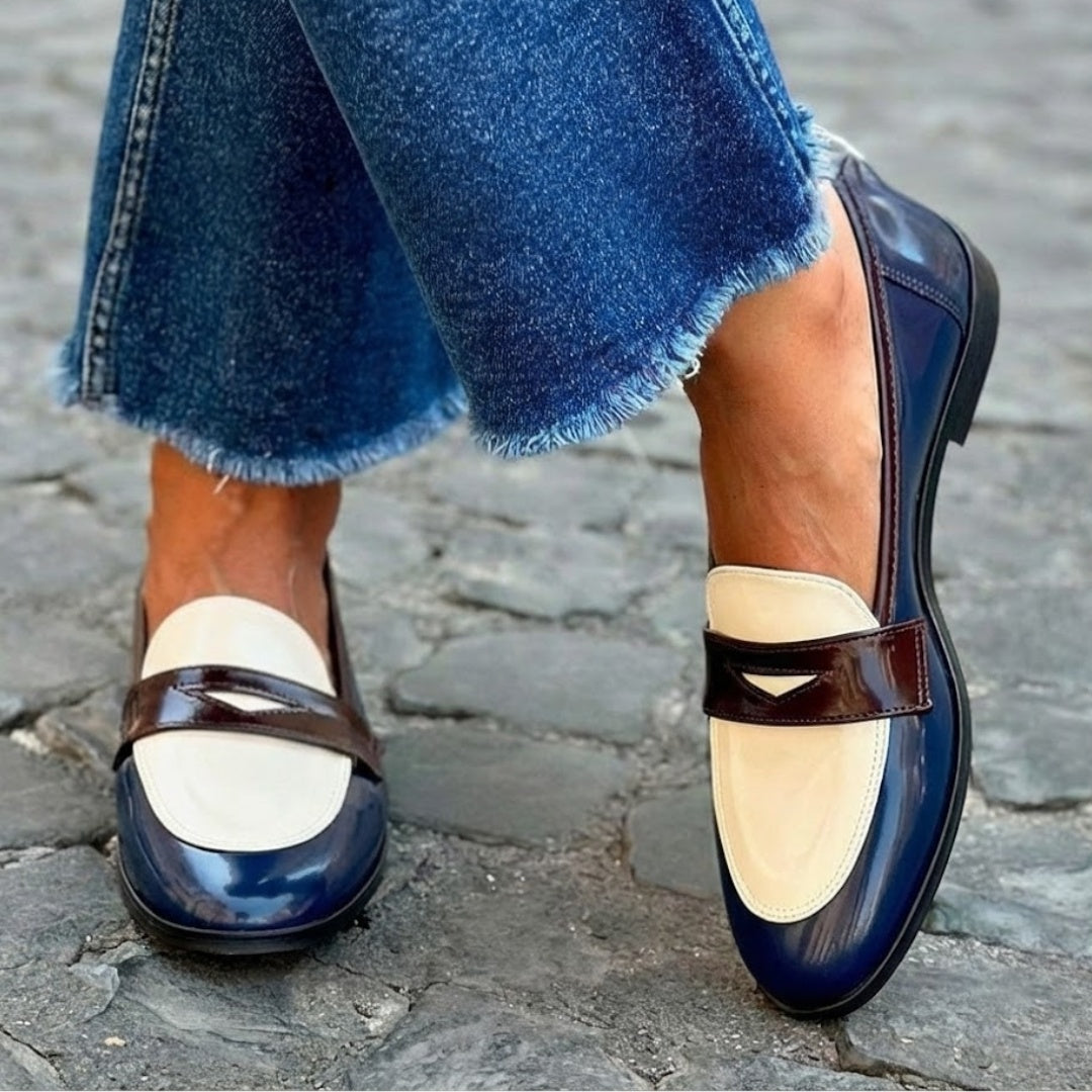 Beatriz | Mocasines Negros de Charol Mujer Bicolor