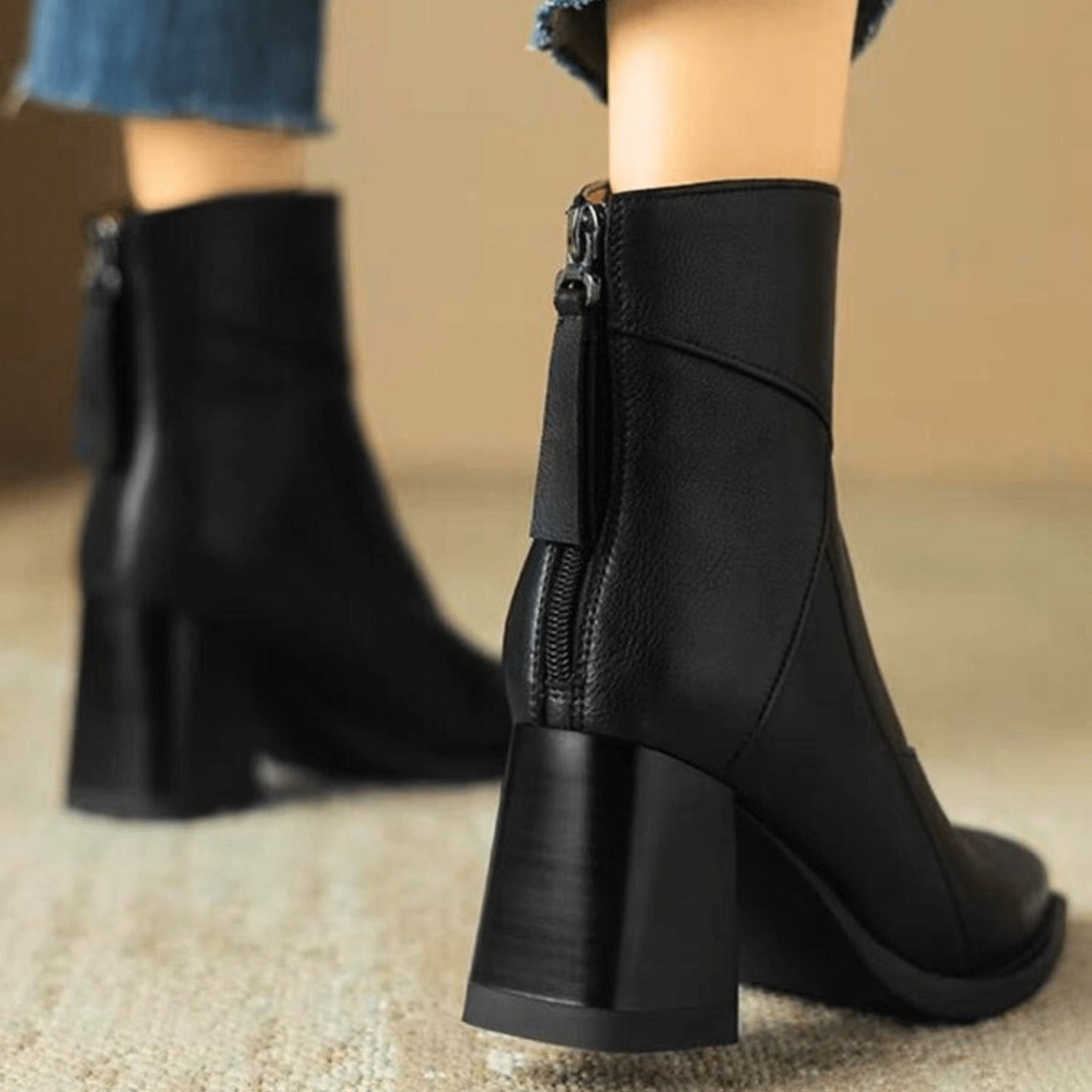 Lola | Botines de Tacón Bloque Mujer Cremallera Lateral