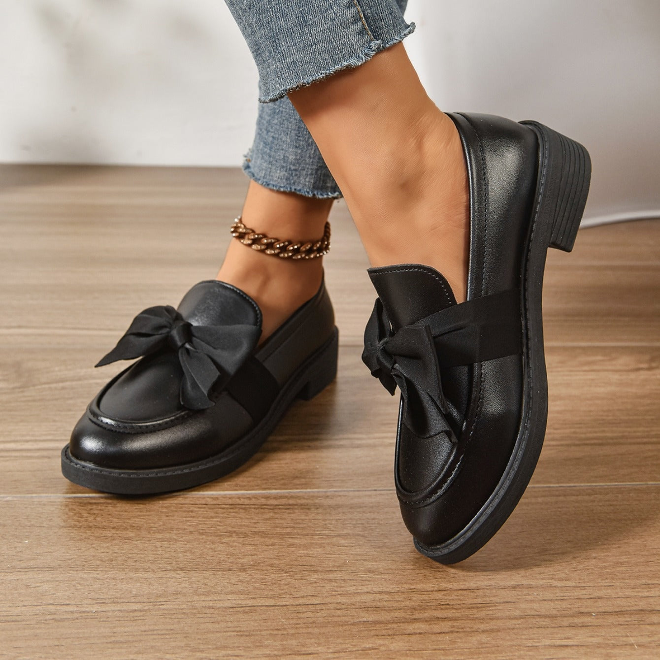 Raquel | Mocasín de Charol con Lazo Mujer Suela Plataforma