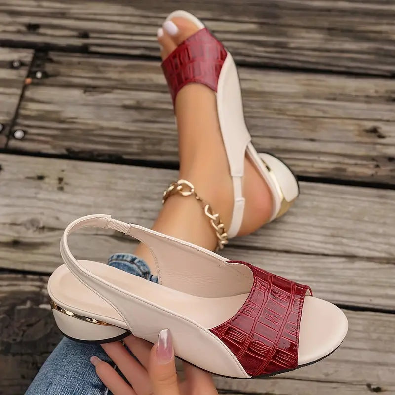 Raquel | Sandalias de Tacón Bajo Slingback Mujer Punta Abierta