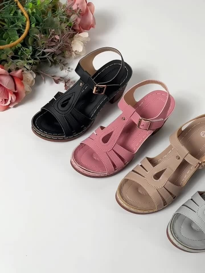 Blanca | Sandalias de Tacón Bloque Mujer Hebilla Ajustable
