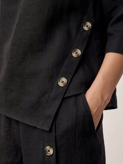Blusa Oversize con Cierre Decorativo Lateral