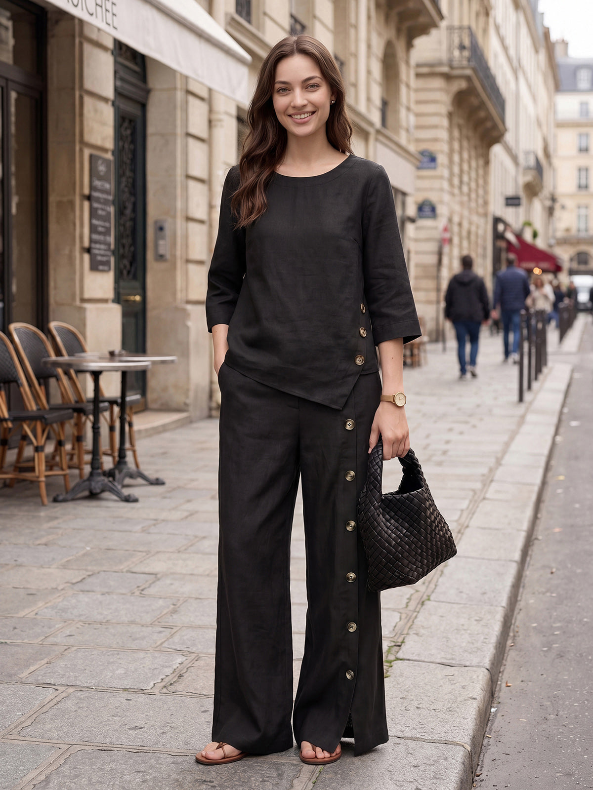 Blusa Oversize con Cierre Decorativo Lateral