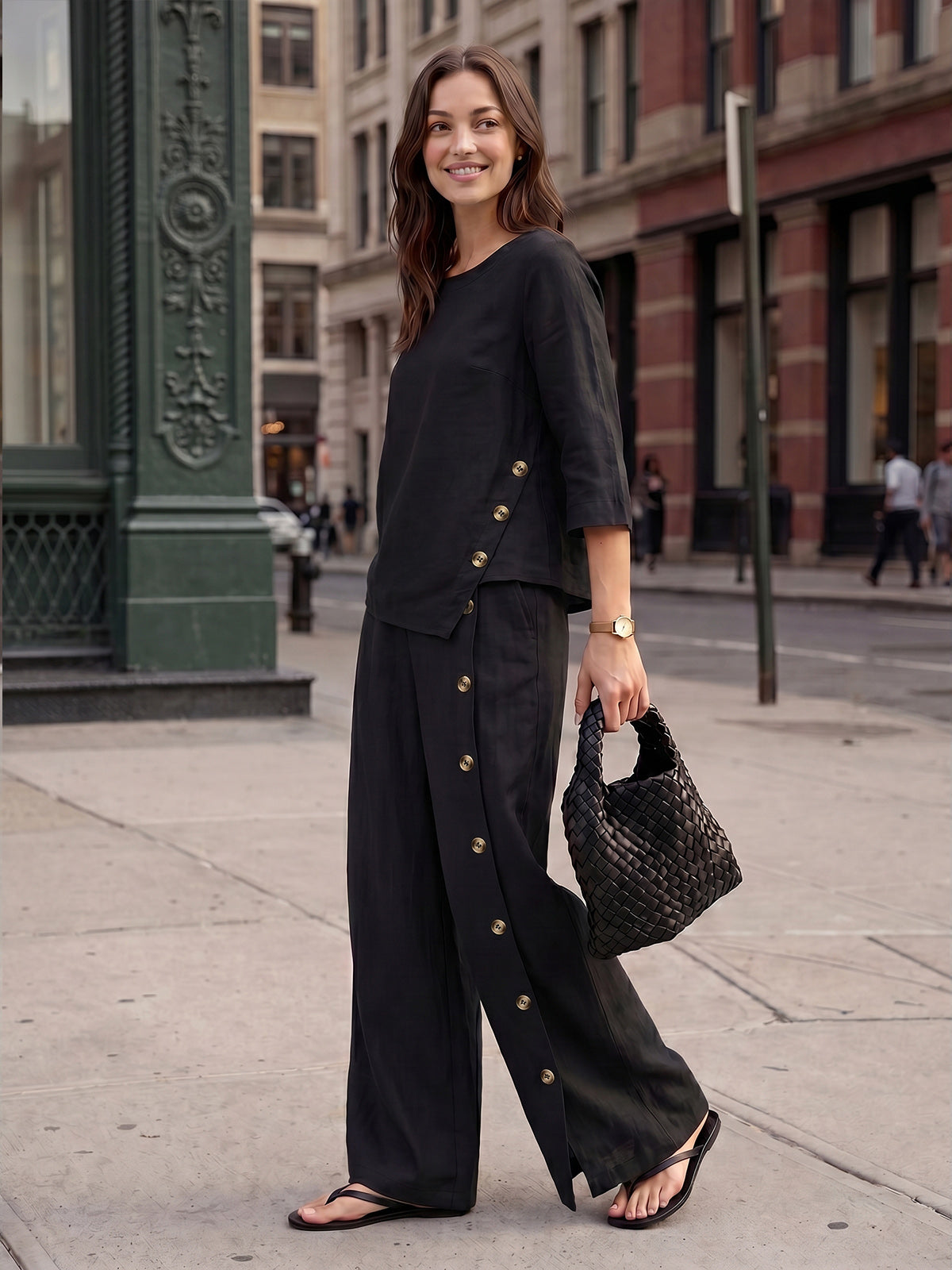 Blusa Oversize con Cierre Decorativo Lateral