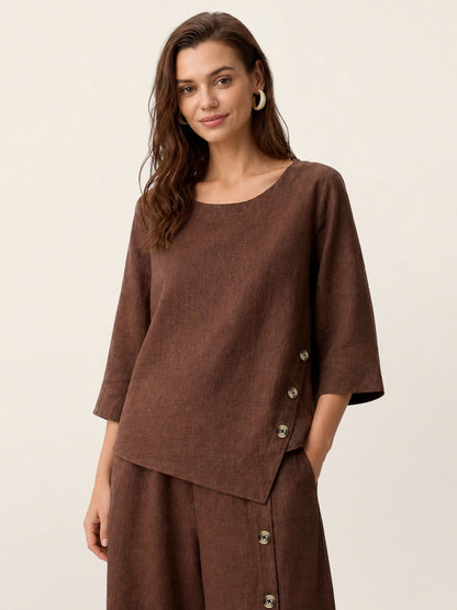 Blusa Oversize con Cierre Decorativo Lateral