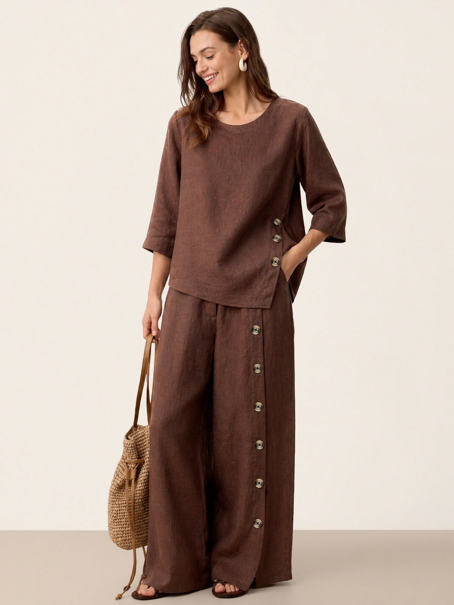 Blusa Oversize con Cierre Decorativo Lateral