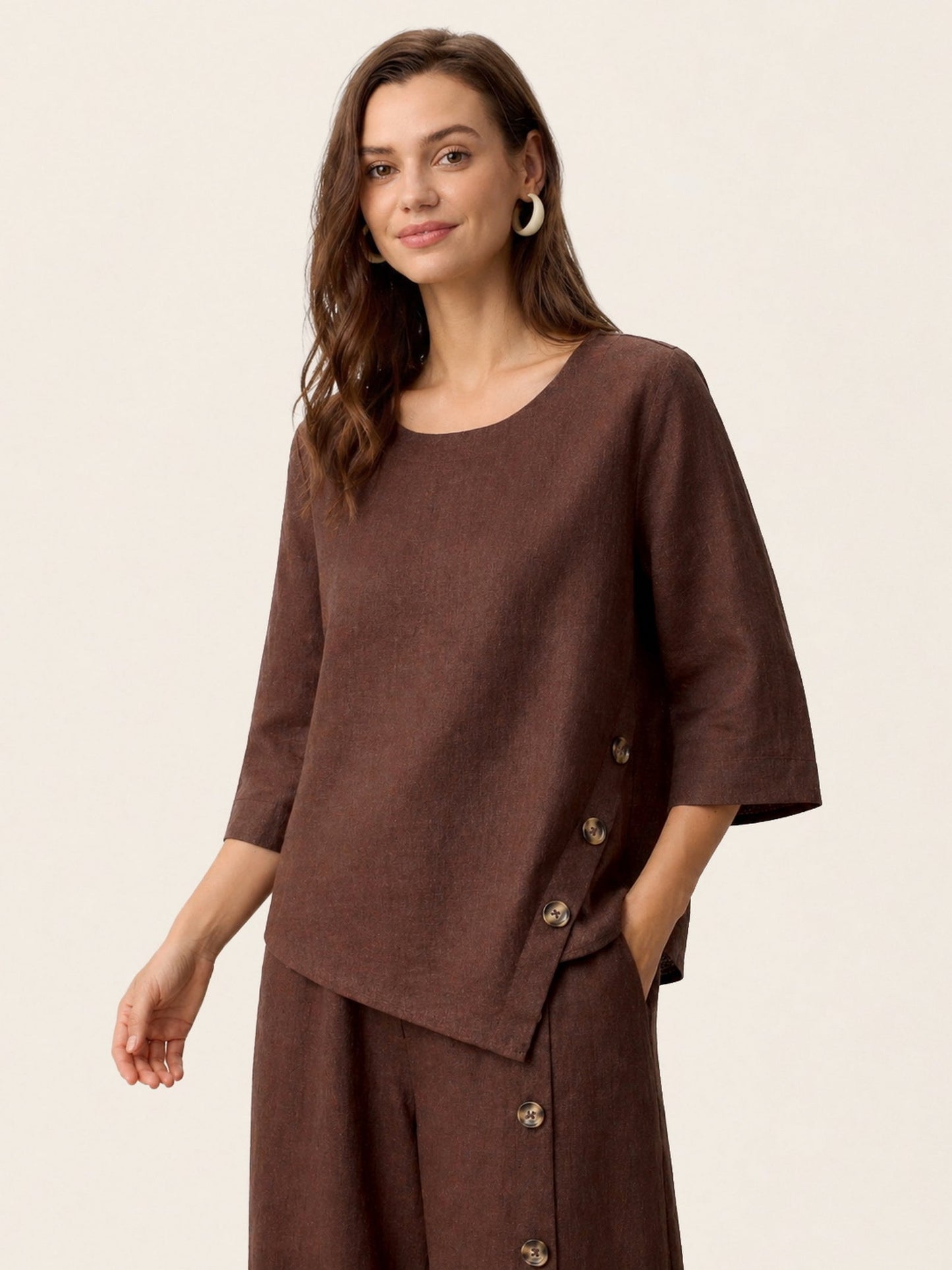 Blusa Oversize con Cierre Decorativo Lateral
