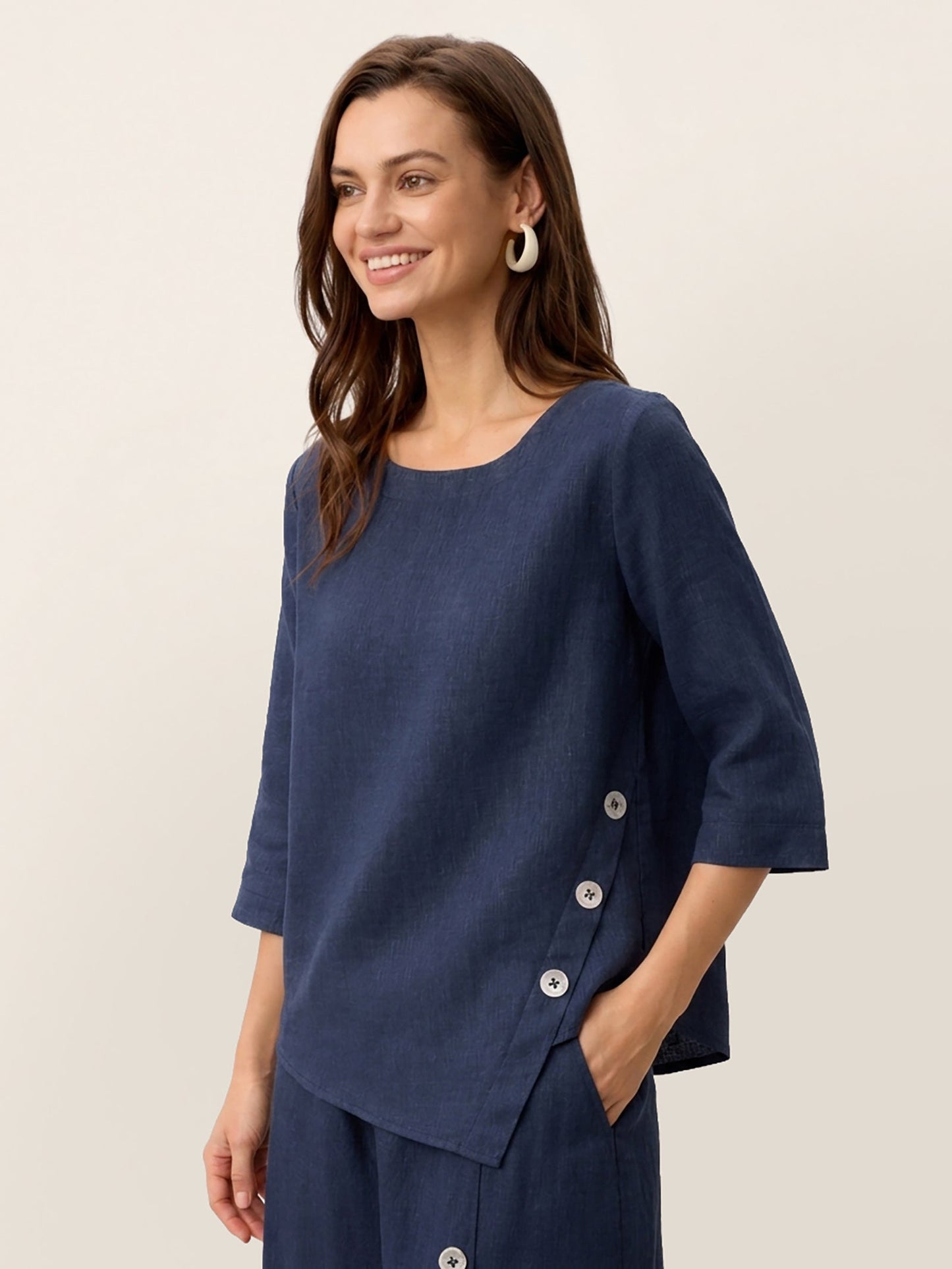 Blusa Oversize con Cierre Decorativo Lateral