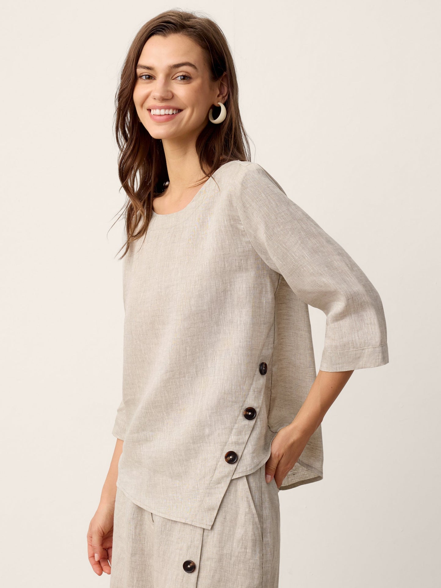 Blusa Oversize con Cierre Decorativo Lateral