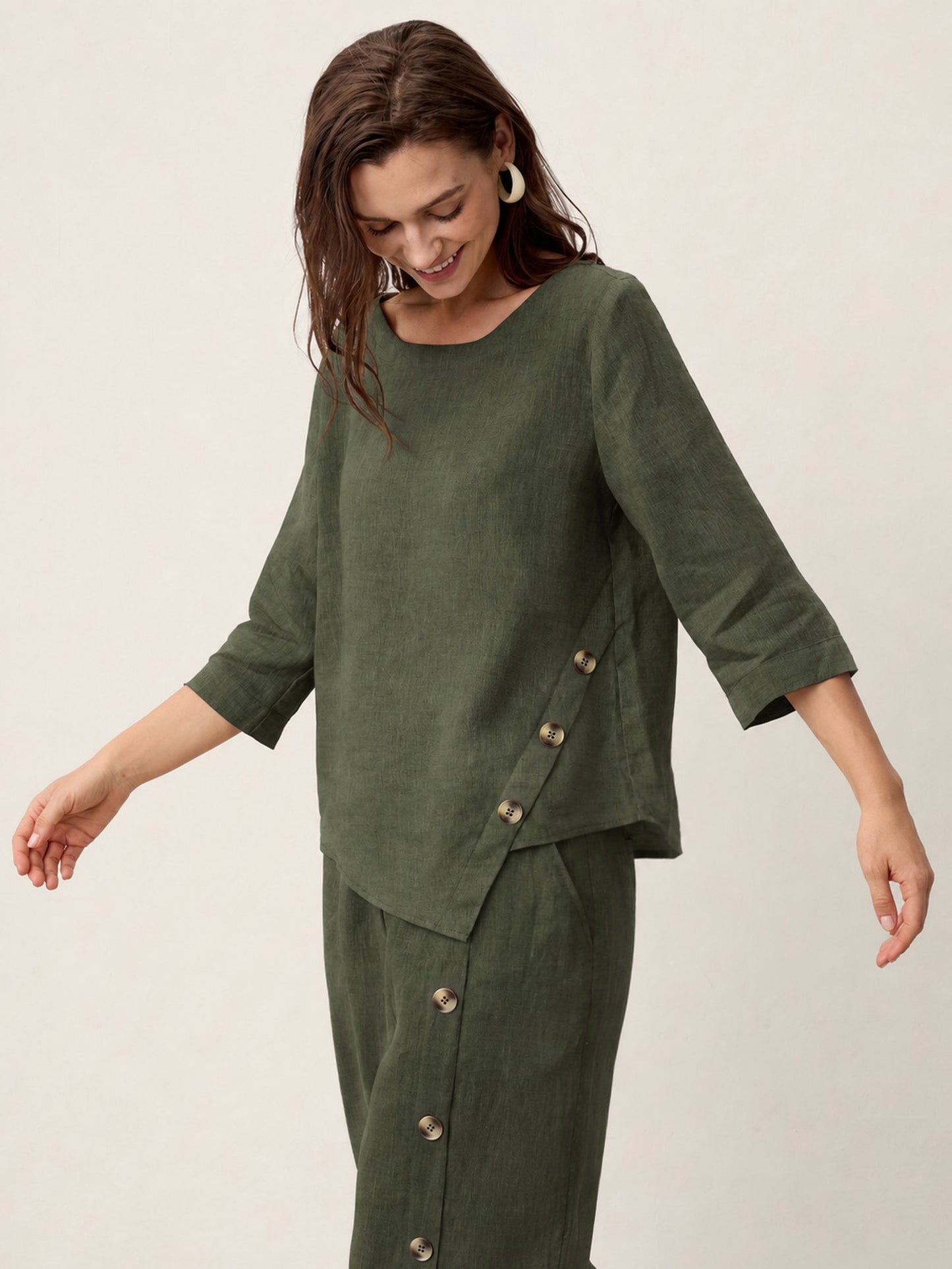 Blusa Oversize con Cierre Decorativo Lateral