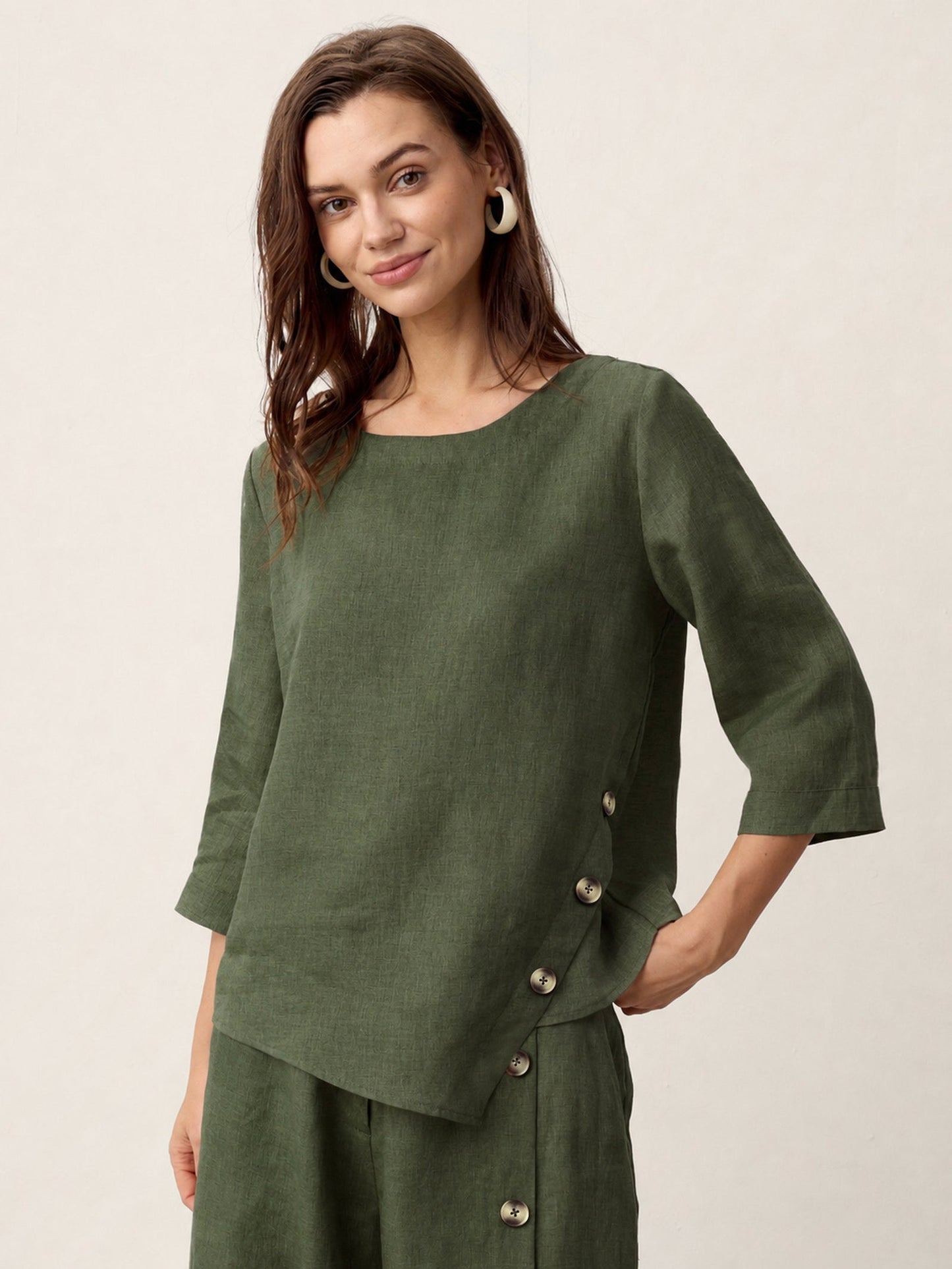 Blusa Oversize con Cierre Decorativo Lateral