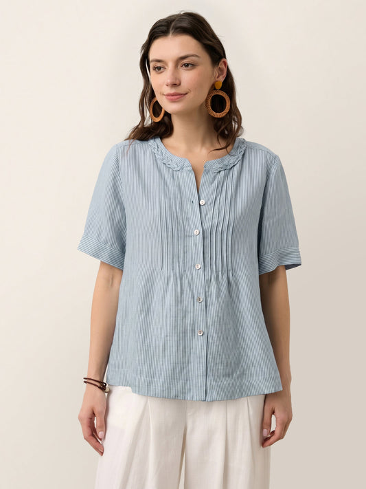 Blusa Verde con Cuello Bordado