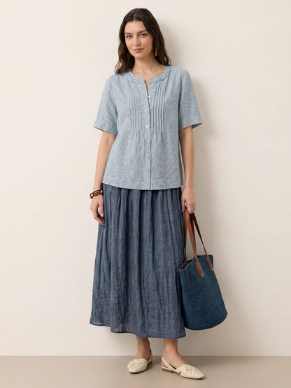 Blusa Verde con Cuello Bordado