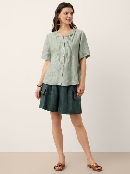Blusa Verde con Cuello Bordado