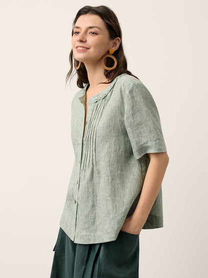 Blusa Verde con Cuello Bordado