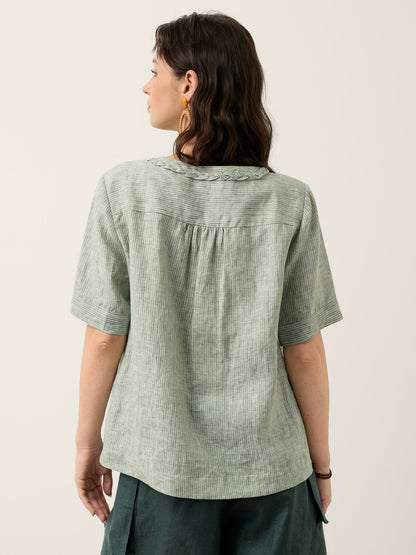 Blusa Verde con Cuello Bordado