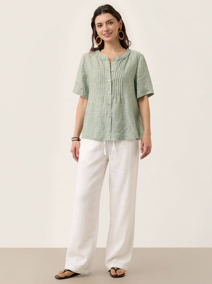 Blusa Verde con Cuello Bordado