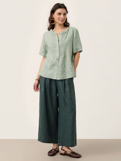 Blusa Verde con Cuello Bordado