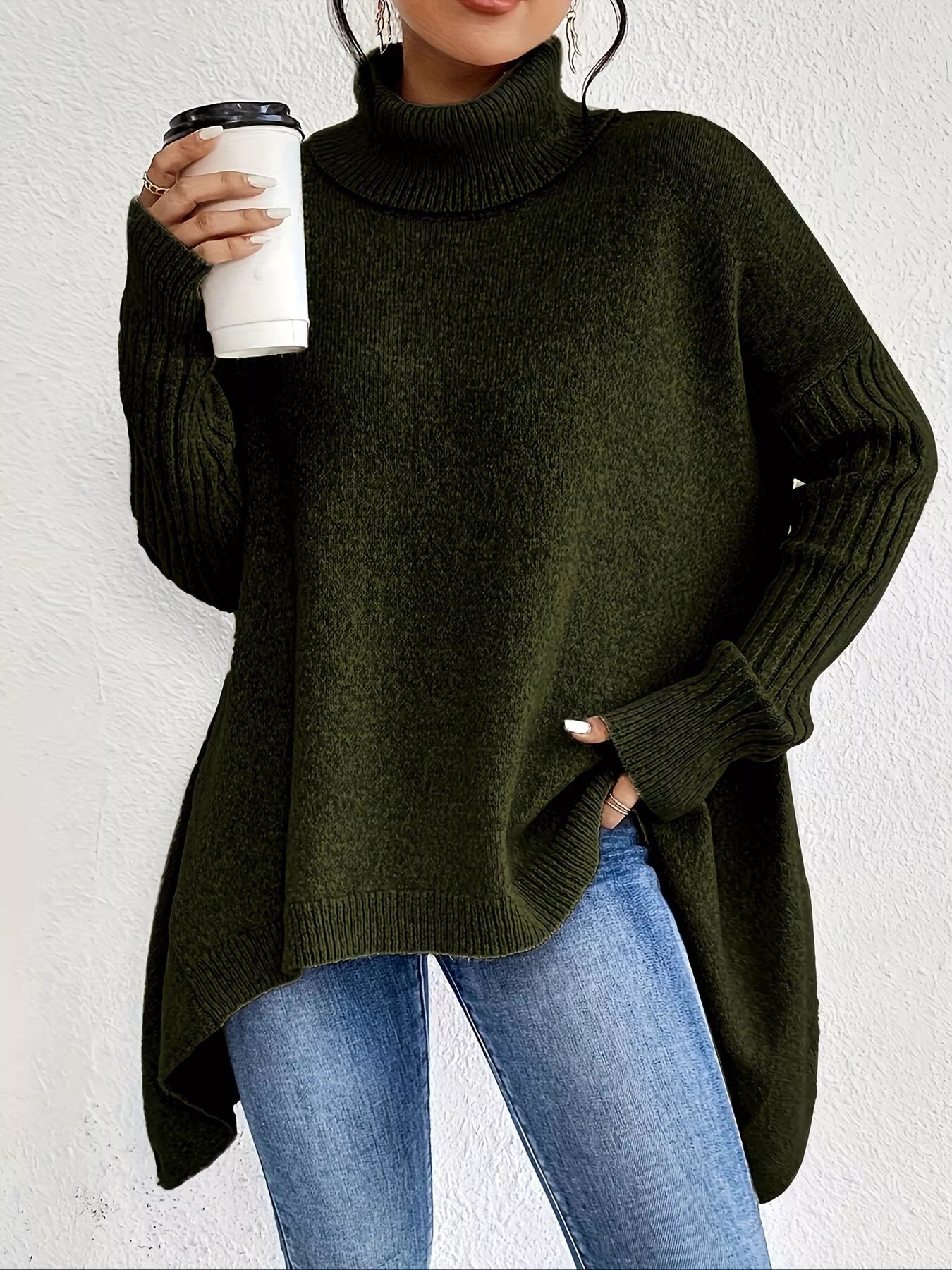 Chaqueta Punto Oversize Cuello Solapa
