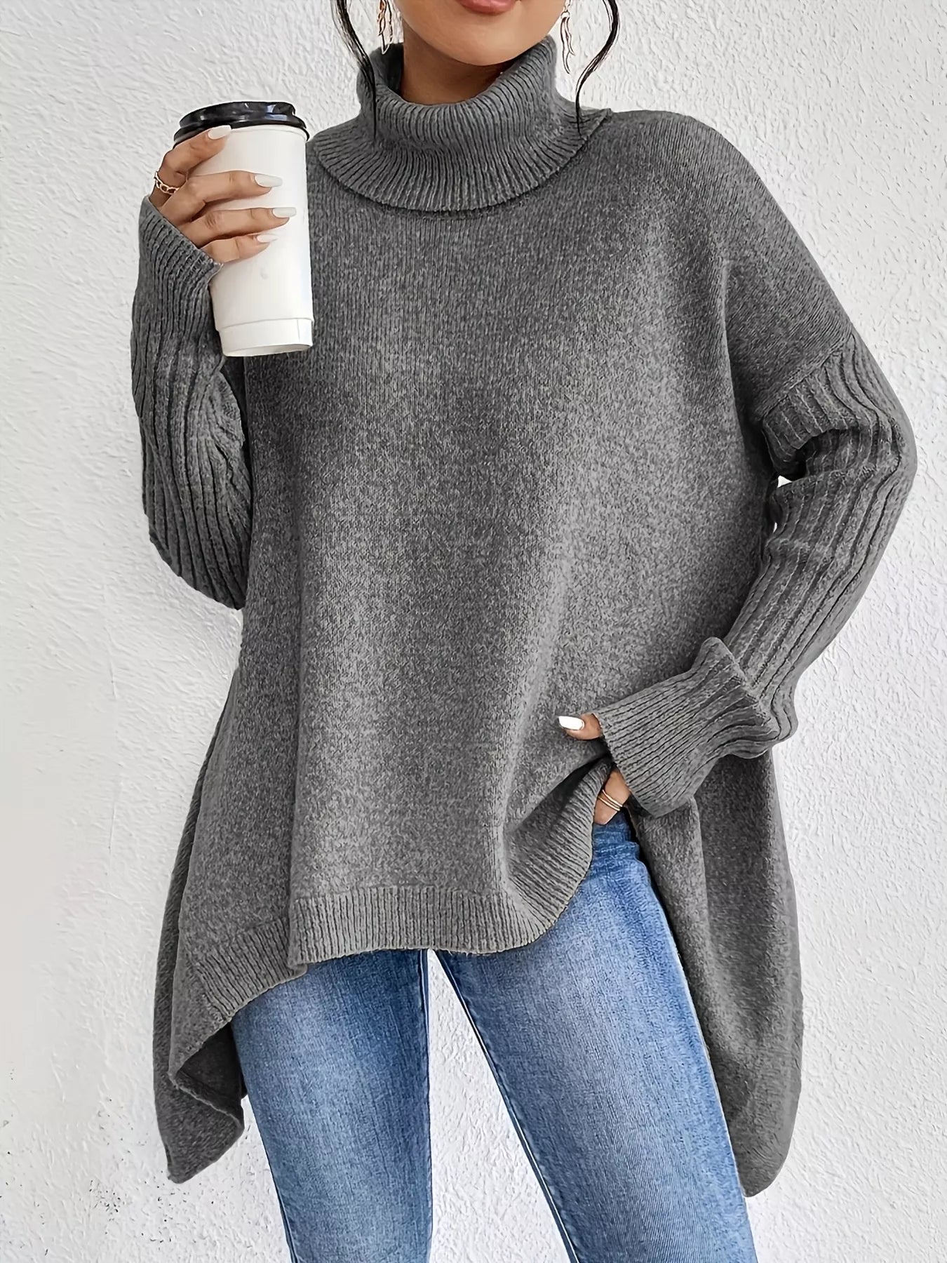 Chaqueta Punto Oversize Cuello Solapa