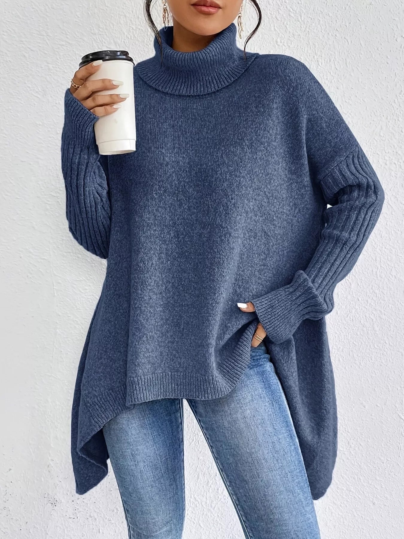 Chaqueta Punto Oversize Cuello Solapa
