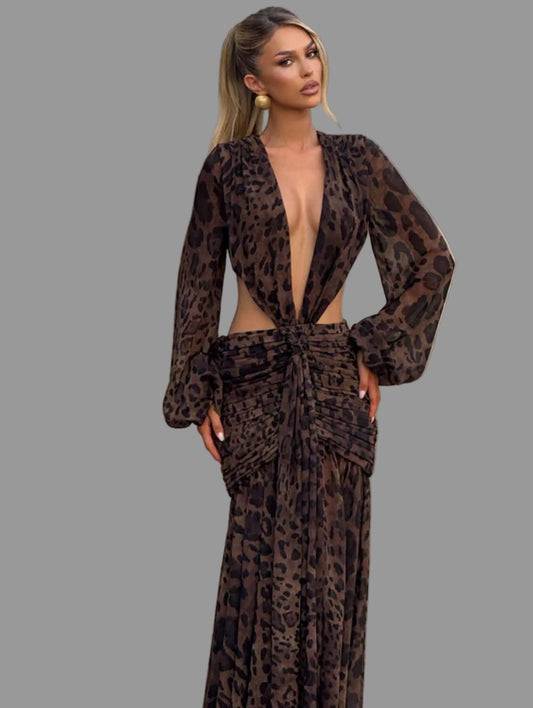 Noche Salvaje — Vestido Largo Animal Print
