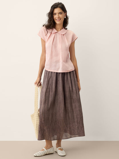 Falda Midi Plisada Efecto Arrugado