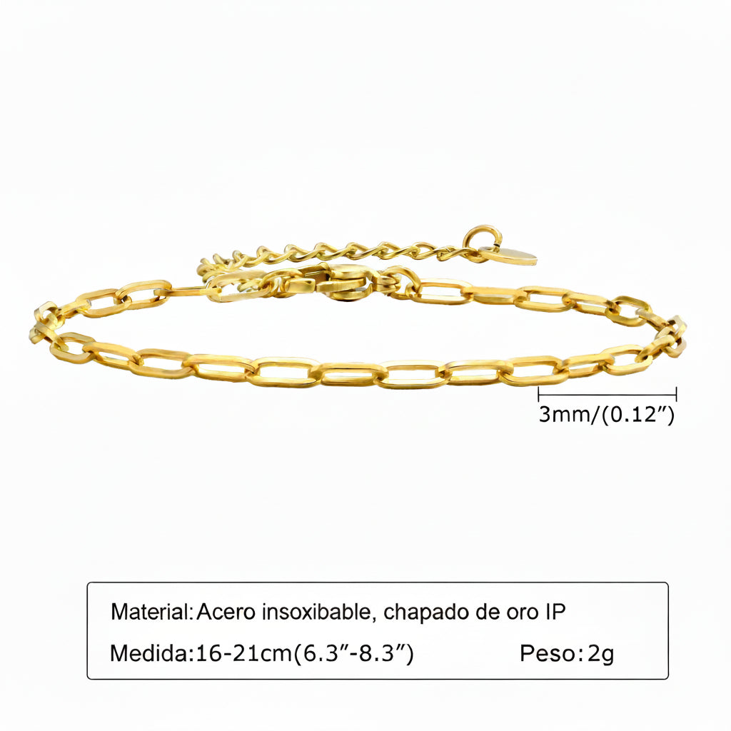 Alhaja — Pulsera Cadena Chapada en Oro