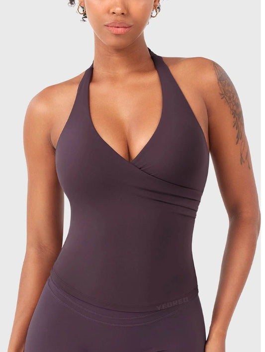 Top Deportivo Cruzado Halter Morado