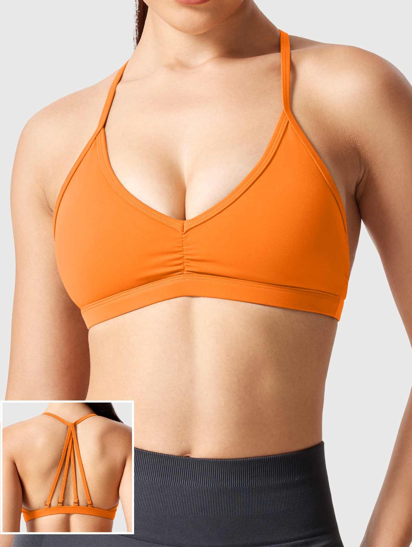 Top Deportivo Tirantes Finos Espalda Cruzada Naranja