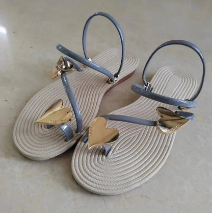 Abril | Flip Flops Planos con Corazones Mujer Tira Tobillo