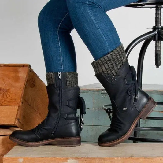 Adriana | Botas de Invierno Militares Mujer Media Caña Cordones