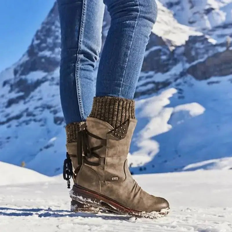 Adriana | Botas de Invierno Militares Mujer Media Caña Cordones