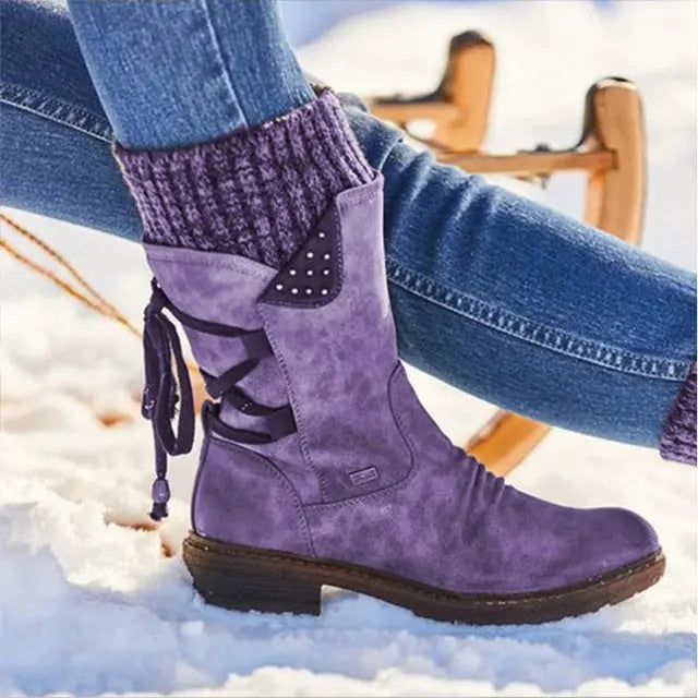 Adriana | Botas de Invierno Militares Mujer Media Caña Cordones
