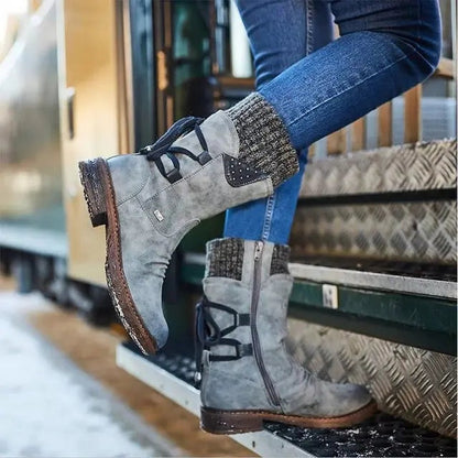 Adriana | Botas de Invierno Militares Mujer Media Caña Cordones