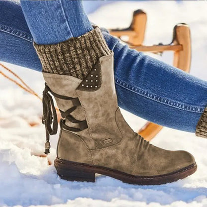Adriana | Botas de Invierno Militares Mujer Media Caña Cordones