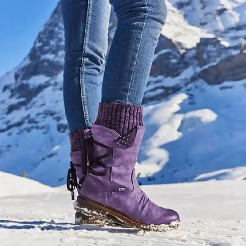 Adriana | Botas de Invierno Militares Mujer Media Caña Cordones