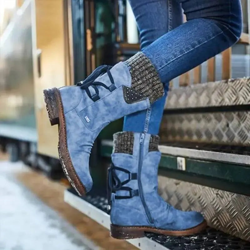 Adriana | Botas de Invierno Militares Mujer Media Caña Cordones