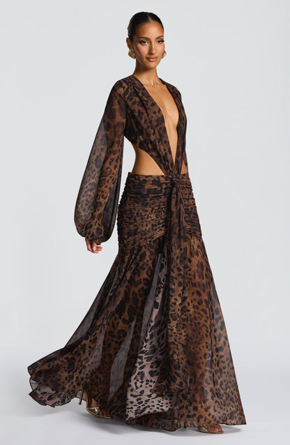 Noche Salvaje — Vestido Largo Animal Print