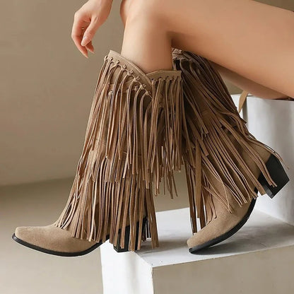 Ariadna | Botas Camperas Mujer Caña Alta con Flecos