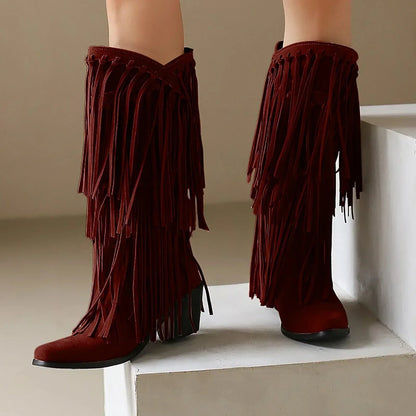 Ariadna | Botas Camperas Mujer Caña Alta con Flecos