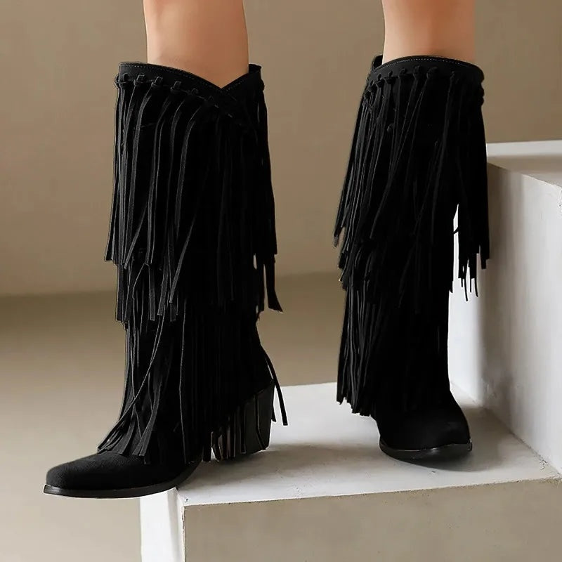 Ariadna | Botas Camperas Mujer Caña Alta con Flecos