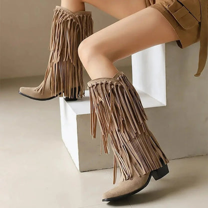 Ariadna | Botas Camperas Mujer Caña Alta con Flecos