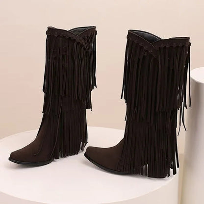 Ariadna | Botas Camperas Mujer Caña Alta con Flecos