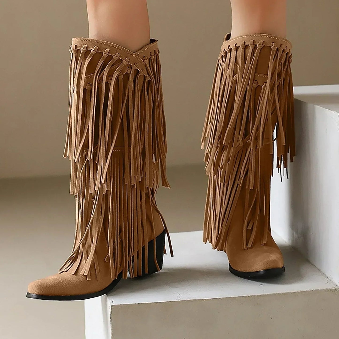 Ariadna | Botas Camperas Mujer Caña Alta con Flecos