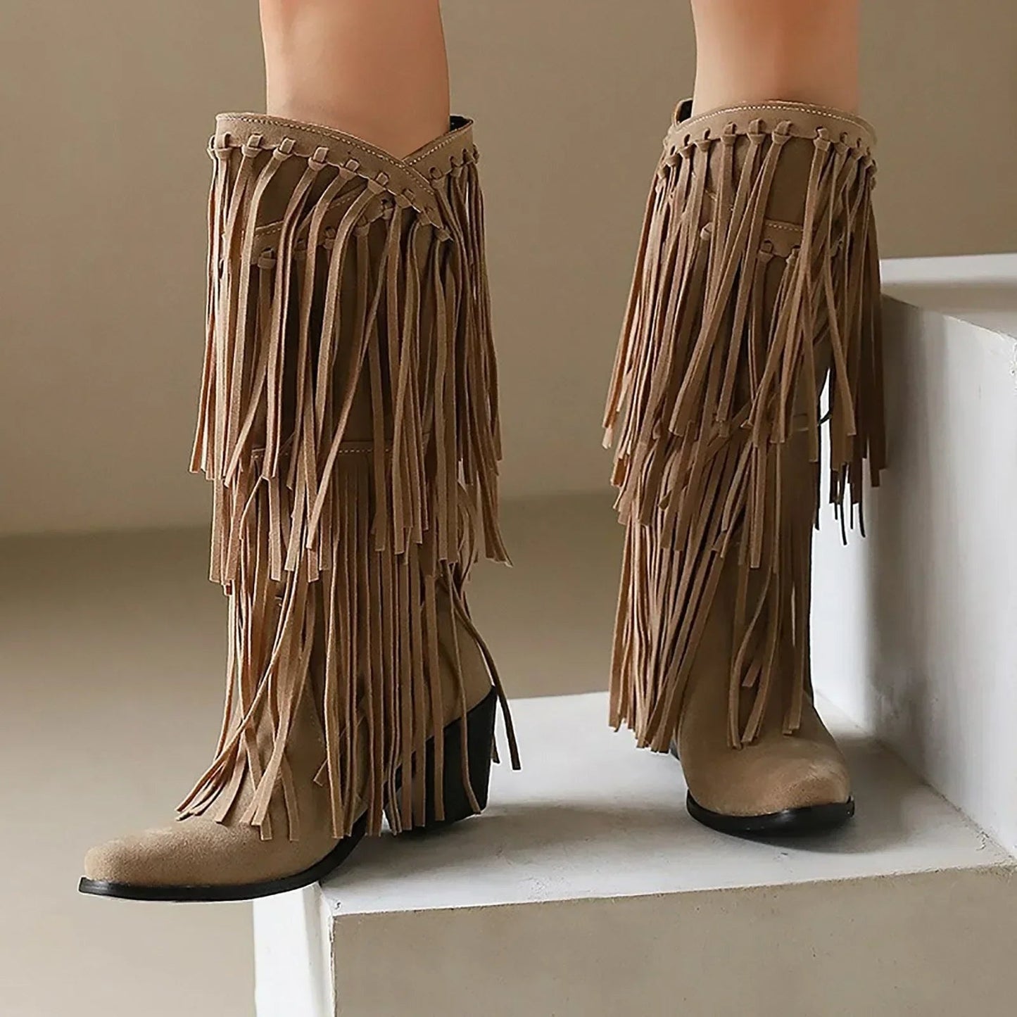 Ariadna | Botas Camperas Mujer Caña Alta con Flecos