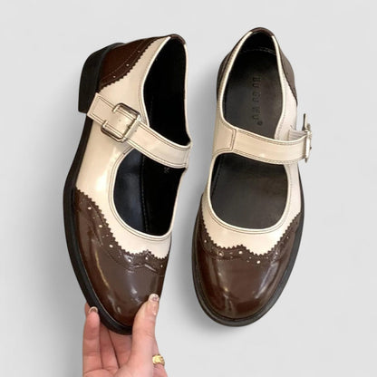 Beatriz | Mary Jane Shoes Mujer Charol Brogue Tacón Bajo